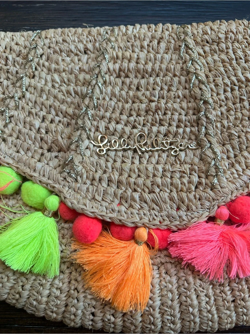 Lilly Pulitzer Straw Claim she’ll clutch with neon trim - Picture 2 of 9